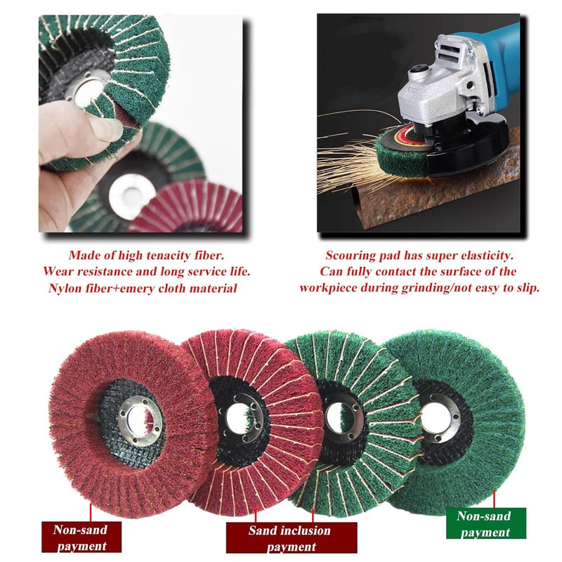 Sunxeke 18Pcs 4 Inch Buffering Wheels Polishing Kit with Compound for Angle Grinder,Includes 14Pcs Nylon Fiber Flap Disc & Wool Felt Polishing Wheel,3Pcs Buffing Compounds and Sanding Sponge - Image 3